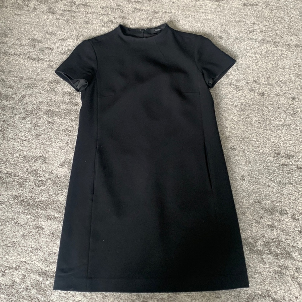 Theory - Black Mock Neck Sheath Dress - 0